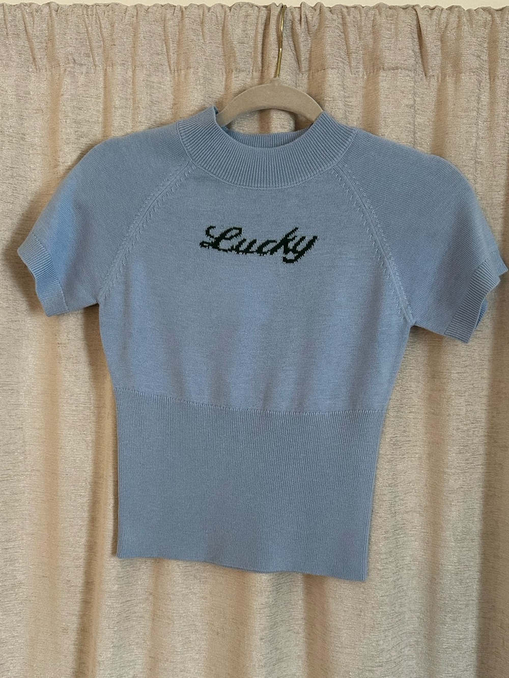 Lucky Knit tee in Parisian Blue - Little Yarn NWT